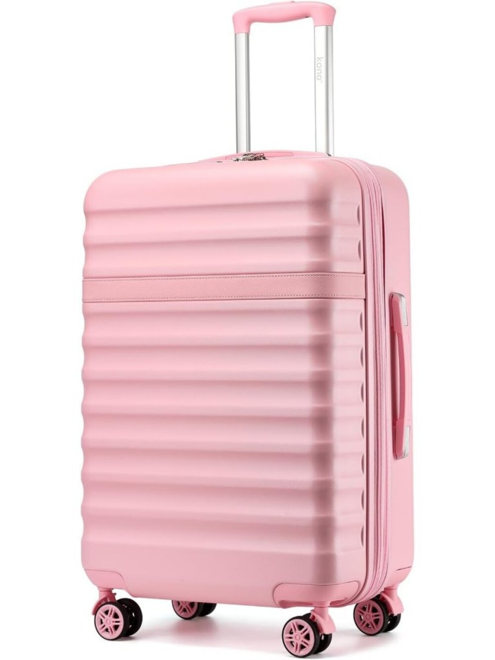 Expandable 24" Checked Luggage Spinner with TSA Lock - Durable ABS+PC, Pink